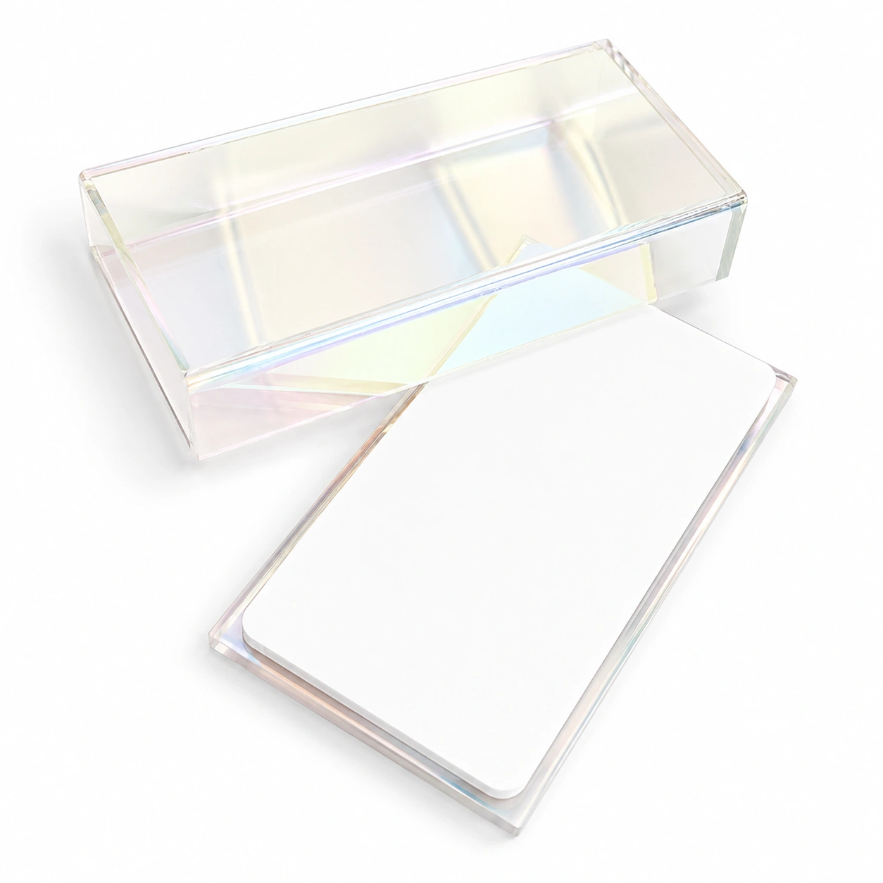 Acrylic Lash Storage Box: Holographic, made from durable, transparent acrylic to neatly organize, store, and protect lash strips. Professional lash storage solution for keeping eyelash extensions clean, visible, and easily accessible.