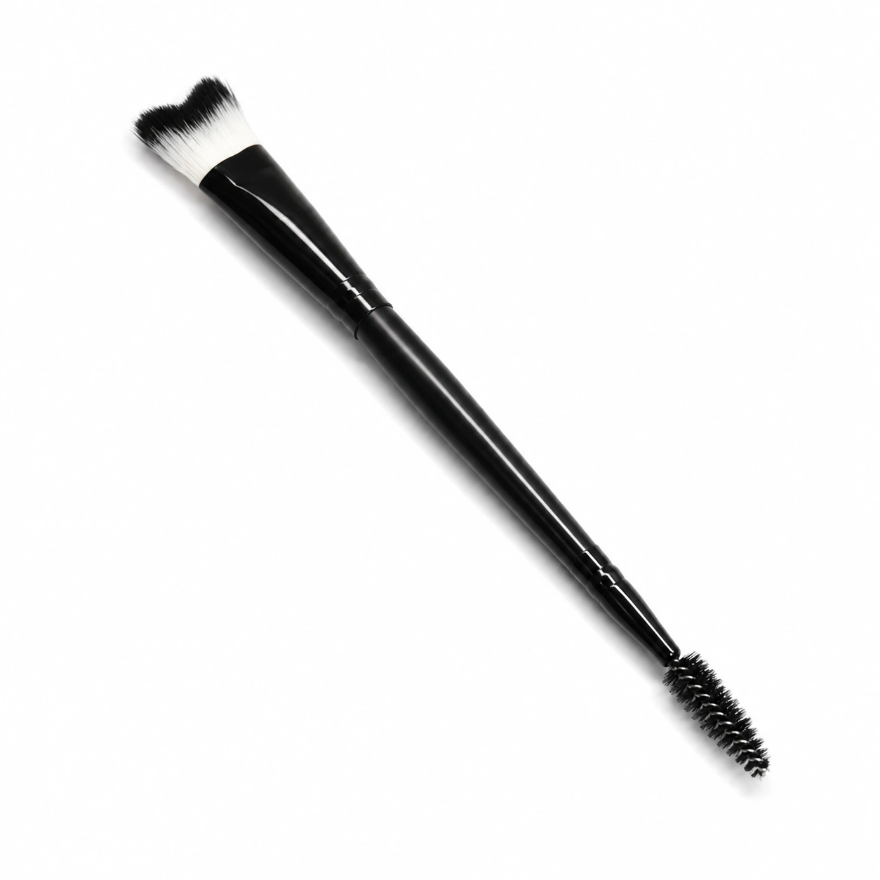 Dual-ended black lash cleansing brush with soft bristles for deep cleaning and a spoolie for brushing and separating lash extensions.
