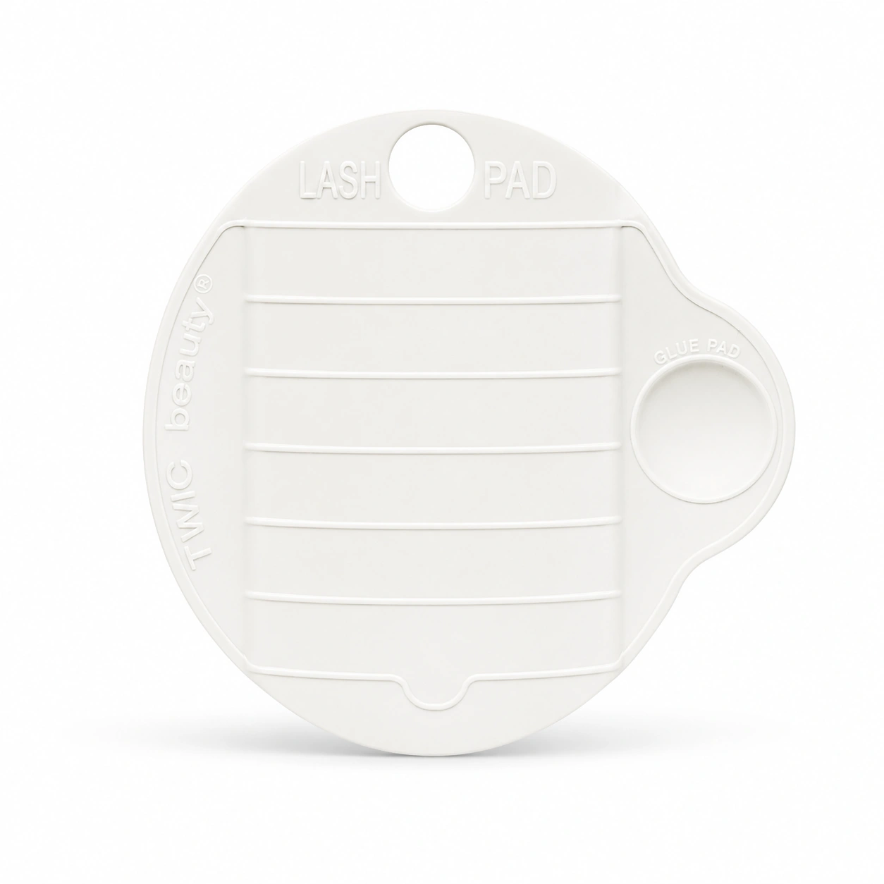 Eyelash Hand Wrist Palette – durable acrylic lash tile with marked sizes for easy, organized lash application.