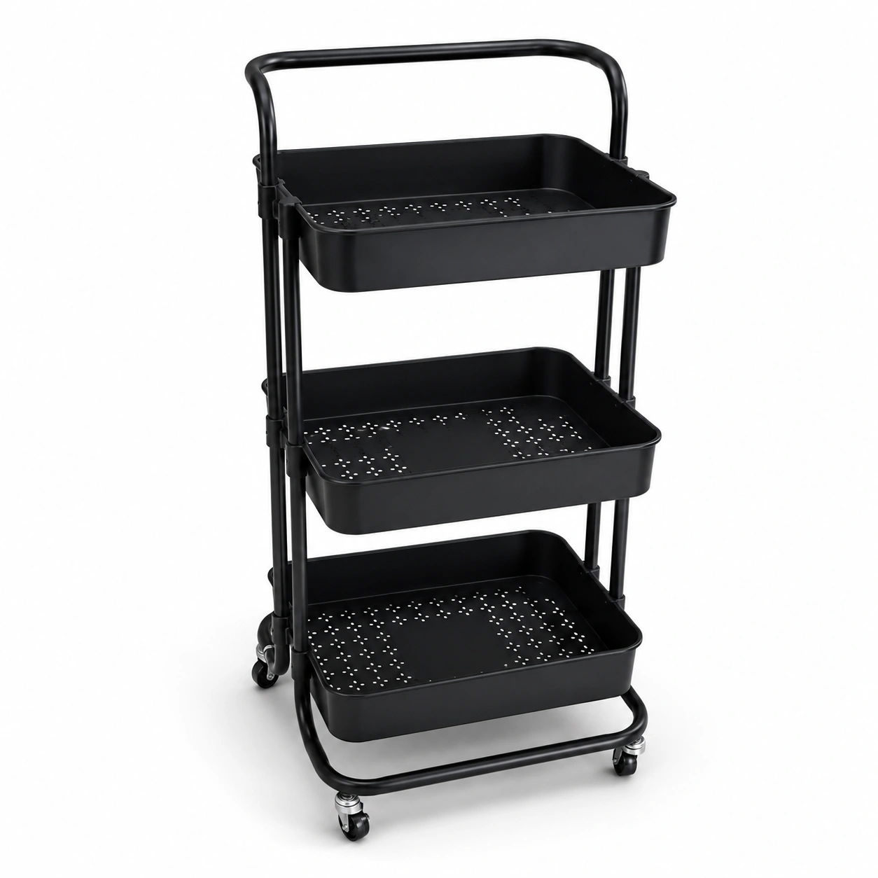 Lash Trolley in black – Professional multi-compartment storage trolley designed to organize lash trays, adhesives, tweezers, and accessories. Durable, stylish, and ideal for keeping your salon workspace neat, efficient, and clutter-free.