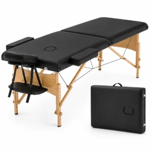 Portable Massage Bed – Professional foldable massage table with a 2-inch thick padded cushion, adjustable height, and durable PVC upholstery. Lightweight and portable with a carry case, making it ideal for beauty salons, spas, and mobile technicians.