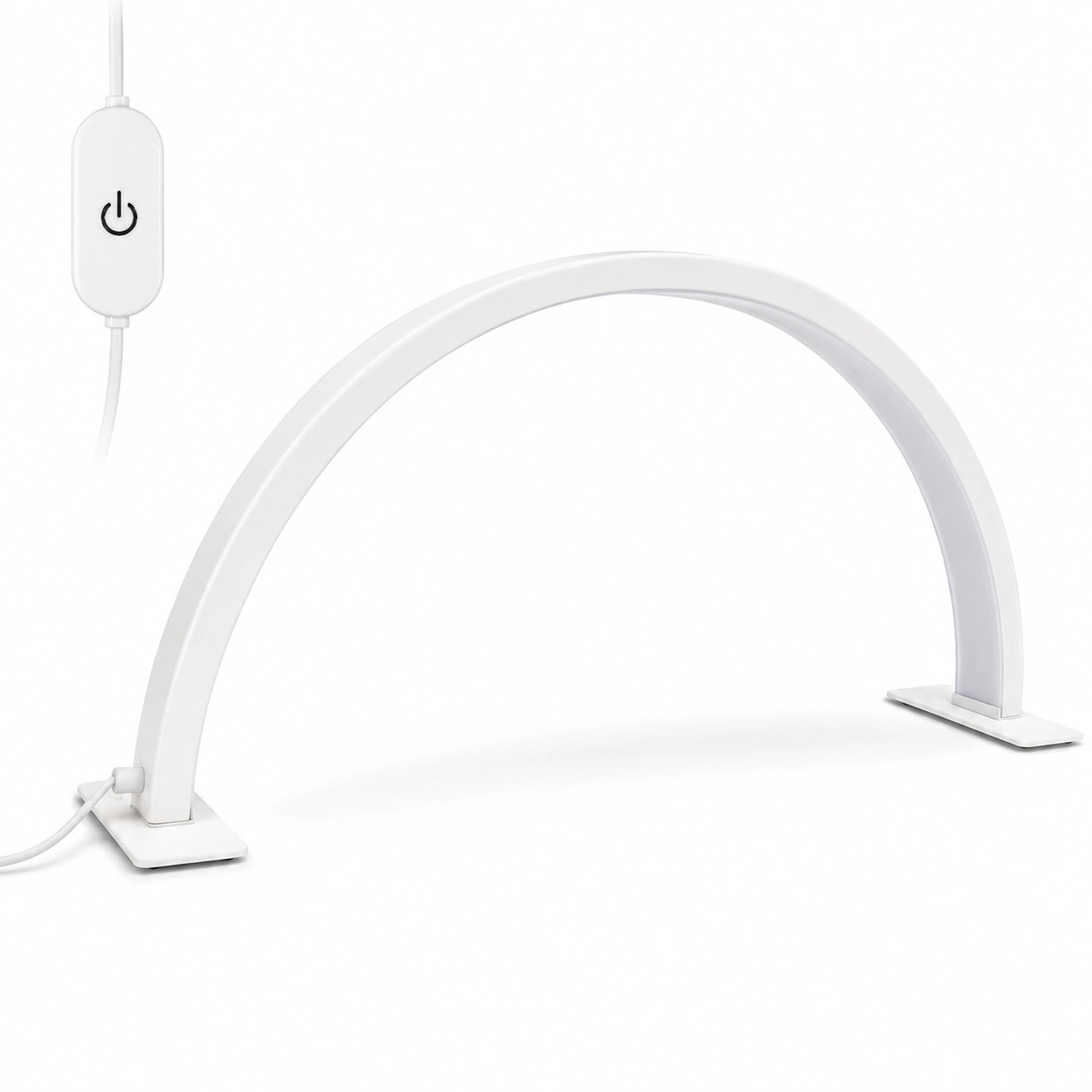 LED Half Moon Nail Light in White – Professional half-moon LED lamp with three color modes, adjustable brightness, and a large shadow-free illumination area. Features a 360° rotating design and is ideal for nails, lashes, facials, and beauty treatments.