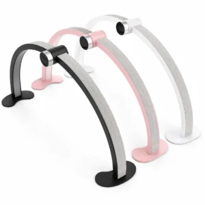 Half Moon Nail Light – Professional arched LED lamp with shadow-free illumination and adjustable brightness for precise nail, lash, brow, and facial treatments. Available in black, pink, and white for salons and home beauty studios.