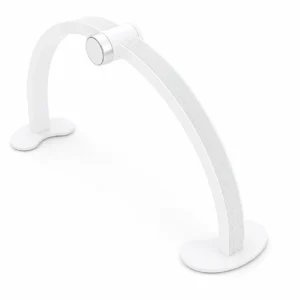 Half Moon Nail Light in White – Professional arched LED lamp with shadow-free illumination and adjustable brightness for precise nail, lash, brow, and facial treatments. Available in black, pink, and white for salons and home beauty studios.