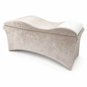 Curved Memory Eyelash Mattress in Beige – Ergonomic curved lash bed mattress with premium memory foam that supports the back, neck, and hips. Provides superior comfort and stability during long lash appointments while adding a luxurious, professional touch to your salon.