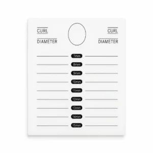 Professional Acrylic Lash Tile with clearly marked curl and length guides for organizing eyelash extension strips during lash applications. Durable, reusable lash palette with a non-slip base helps lash artists work faster, stay organized, and create flawless classic, hybrid, and volume lash sets.