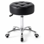 Extra Thick Cushion Stool – Black – Comfortable black salon stool featuring an extra-thick padded seat for enhanced support during long treatments. Ideal for lash artists, brow technicians, and beauty professionals.