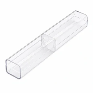 Clear protective plastic tweezer storage case for professional eyelash extension tweezers with transparent reusable design.