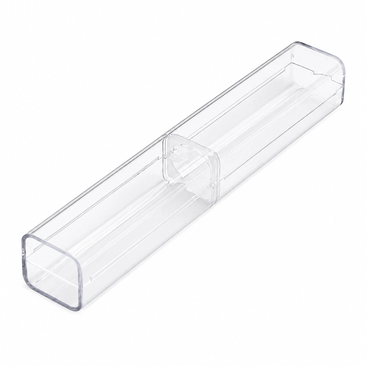 Clear protective plastic tweezer storage case for professional eyelash extension tweezers with transparent reusable design.